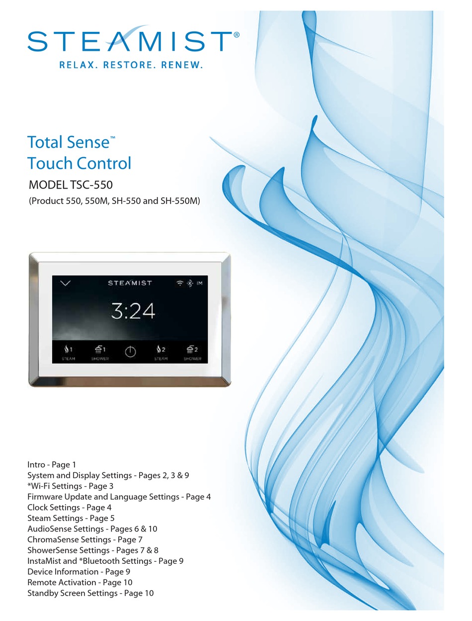 STEAMIST TOTAL SENSE TSC550 MANUAL Pdf Download ManualsLib