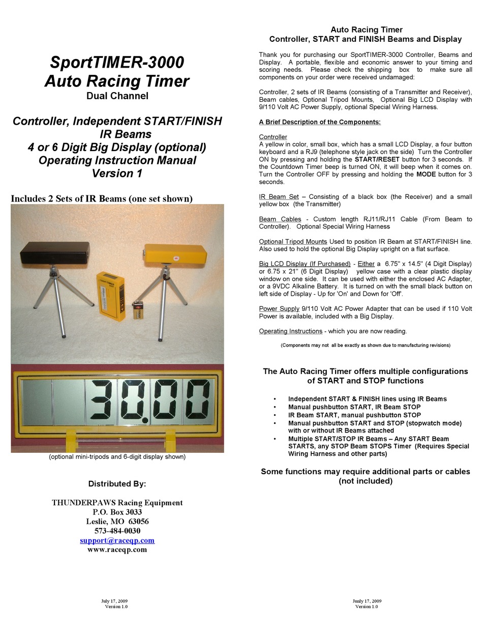 R.U. READY SPORTTIMER3000 OPERATING INSTRUCTIONS MANUAL Pdf Download