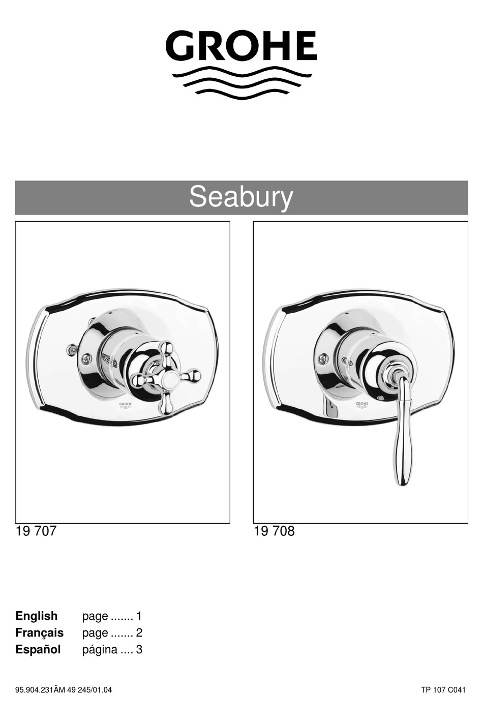 GROHE SEABURY 19 707 QUICK START MANUAL Pdf Download | ManualsLib