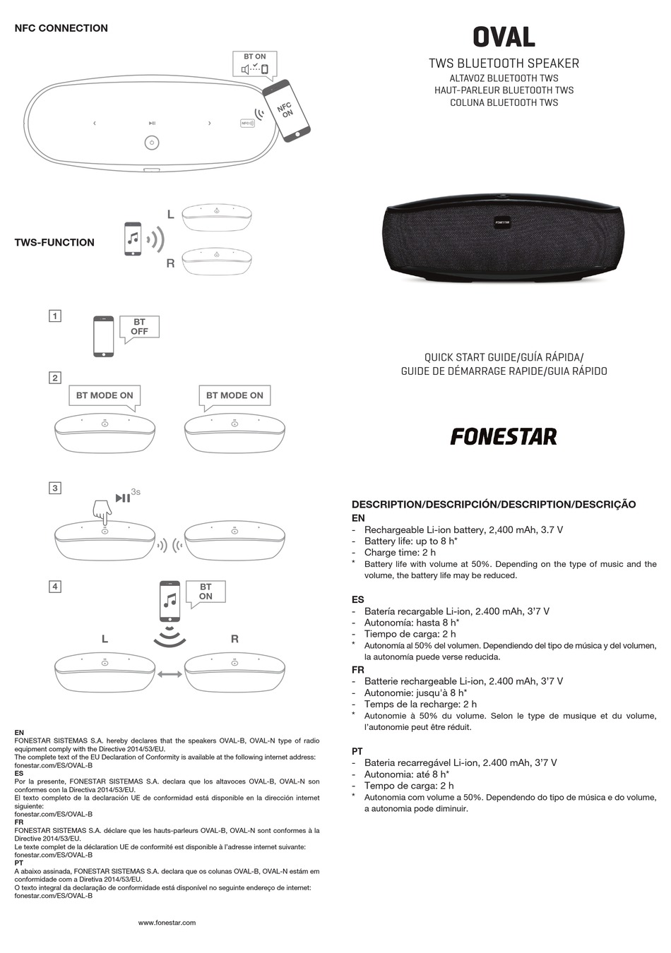 Fonestar Oval Quick Start Manual Pdf Download Manualslib