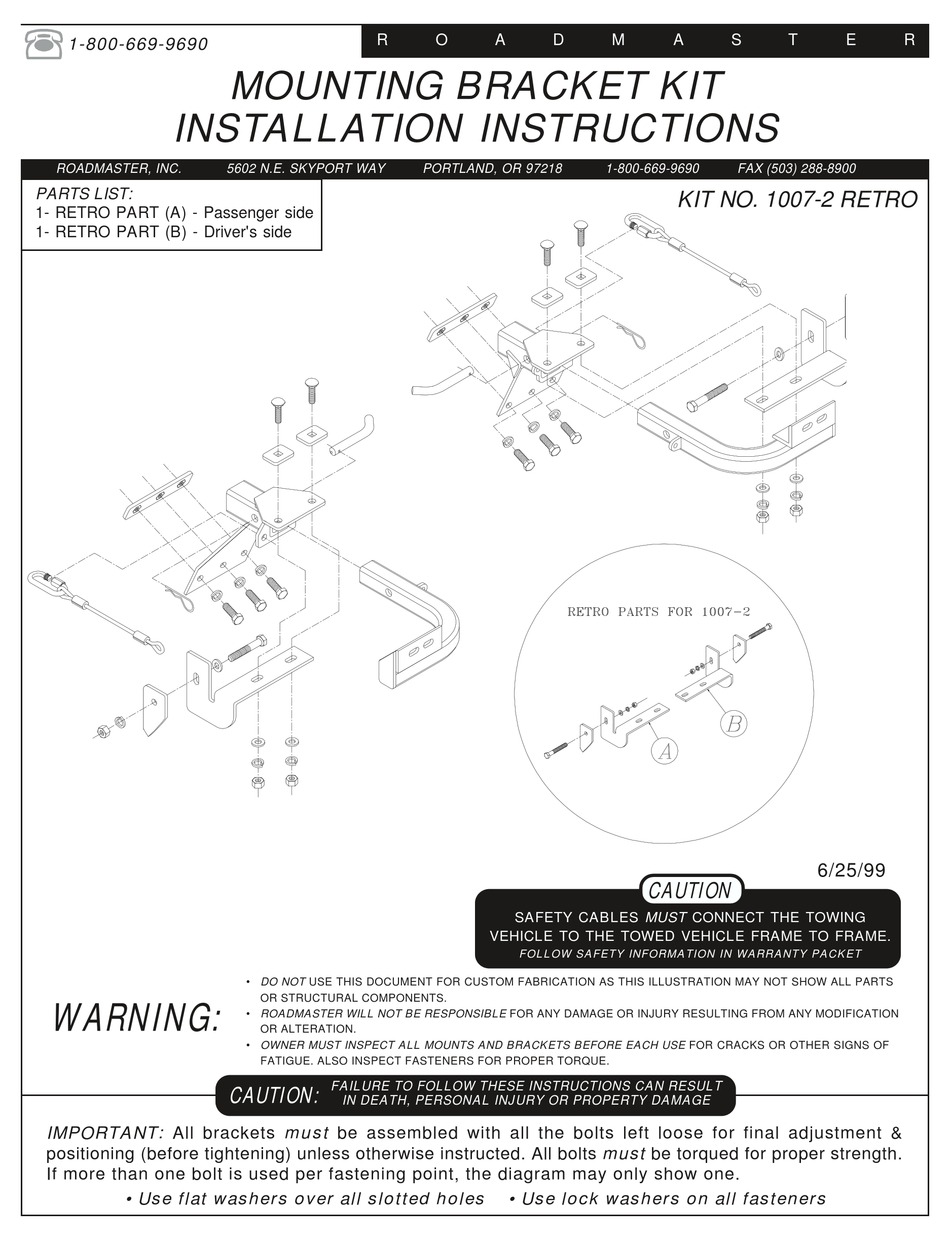 ROADMASTER 10072 RETRO INSTALLATION INSTRUCTIONS Pdf Download ManualsLib