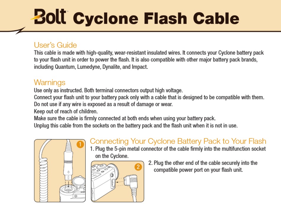 BOLT CYCLONE FLASH CABLE USER MANUAL Pdf Download ManualsLib