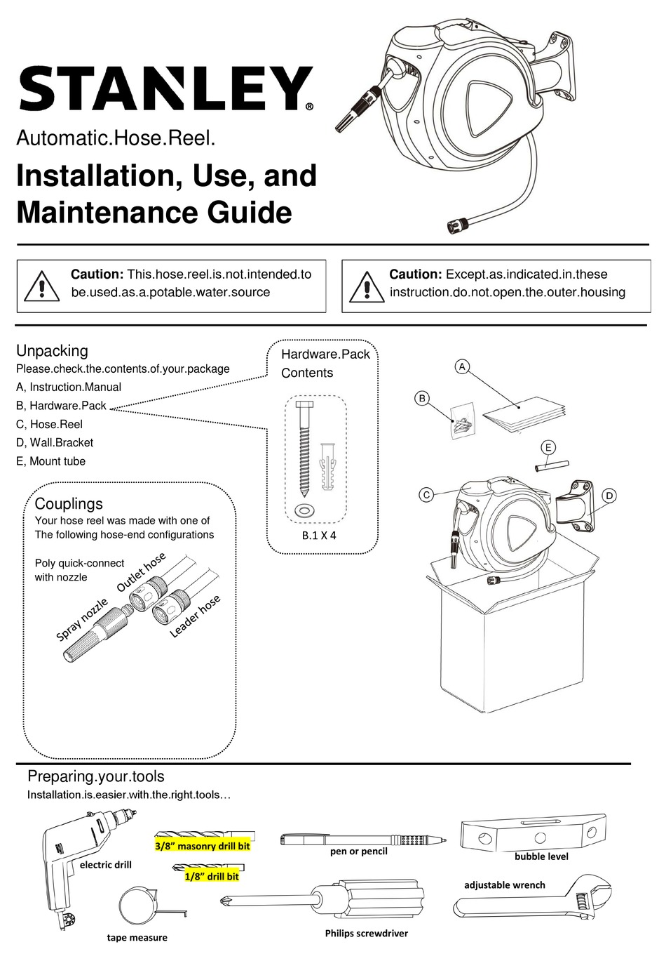 Operating Instructions; Extending The Hose - Stanley BXGT10147E  Installation, Use And Maintenance Manual [Page 3]