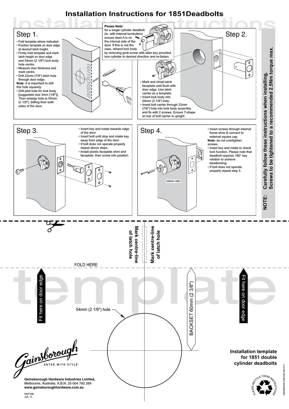 GAINSBOROUGH 1851 INSTALLATION INSTRUCTIONS Pdf Download ManualsLib