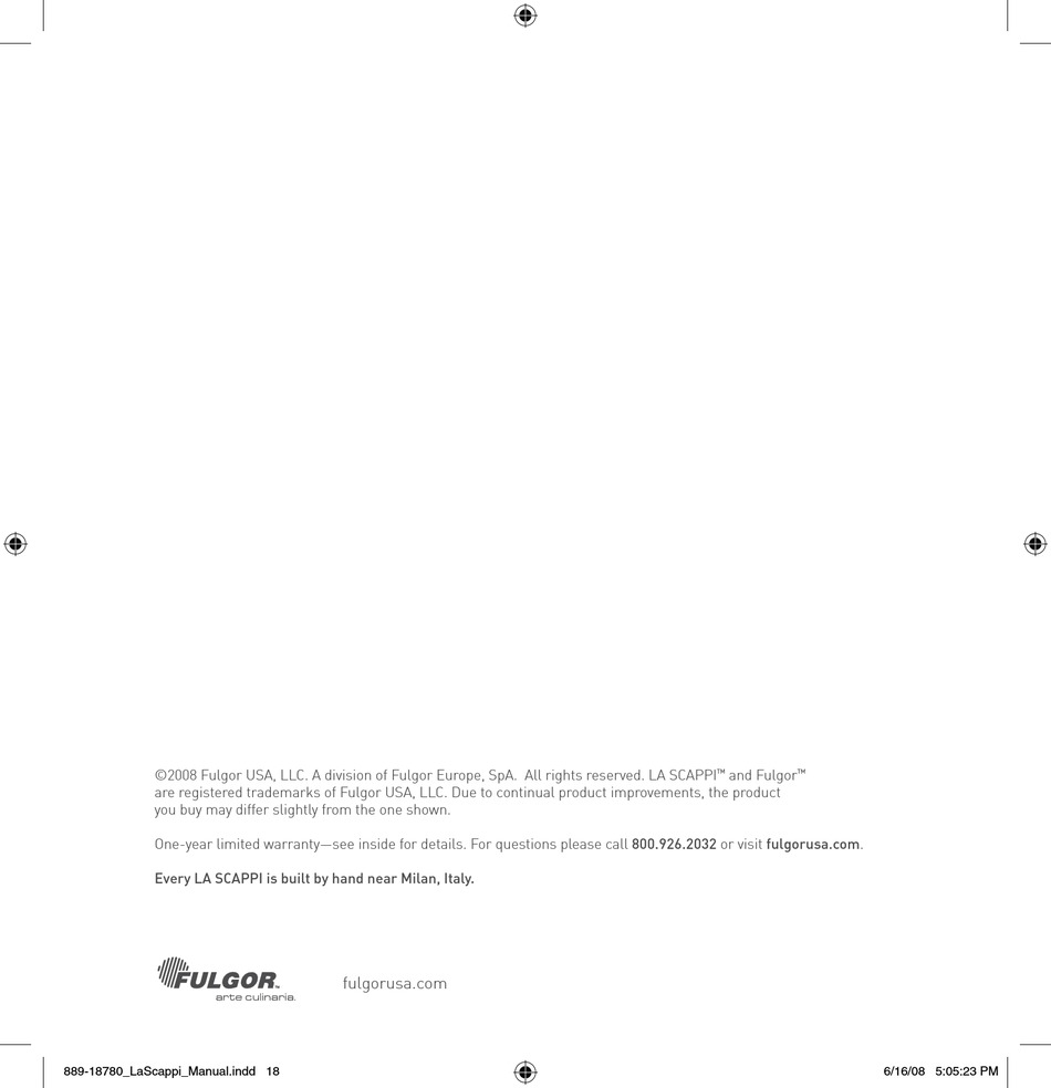 FULGOR LA SCAPPI ODEC720T2ASS USE AND CARE MANUAL Pdf Download ManualsLib