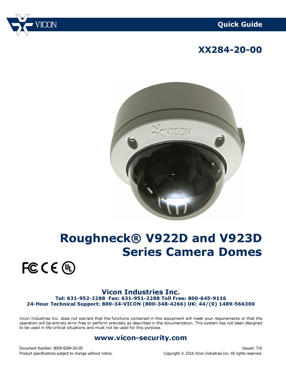 VICON ROUGHNEC V922D SERIES QUICK MANUAL Pdf Download | ManualsLib