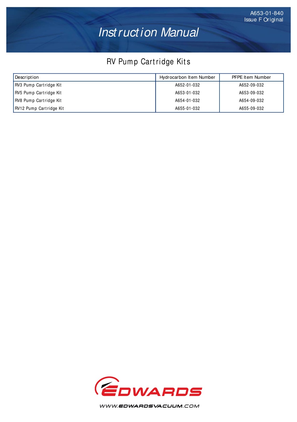 EDWARDS RV SERIES INSTRUCTION MANUAL Pdf Download ManualsLib