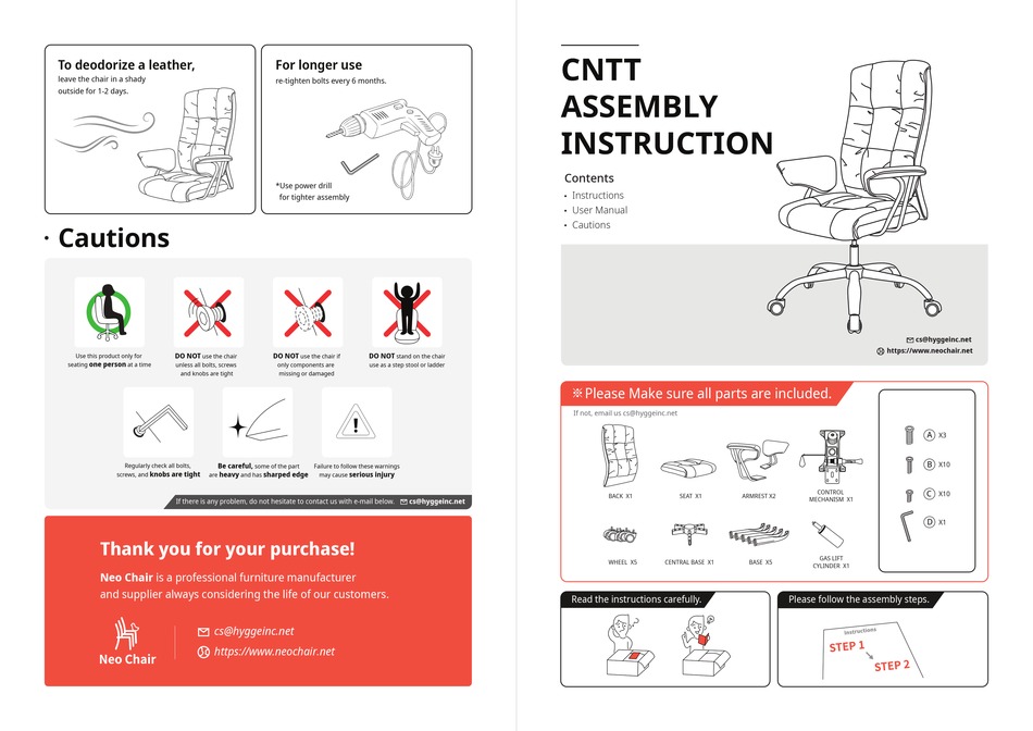 neo office chair assembly