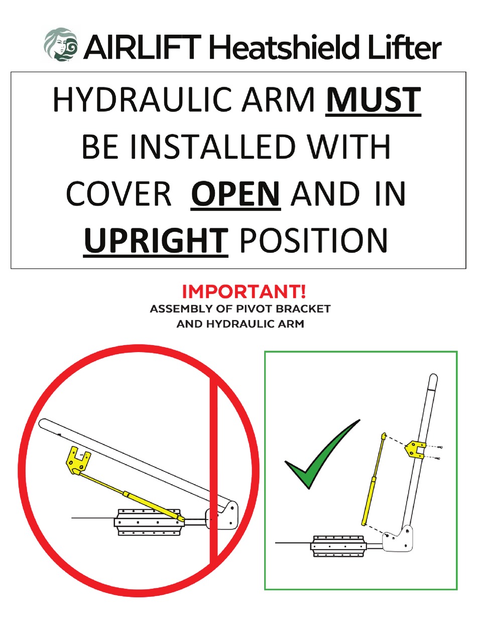 AIRLIFT ASSEMBLY, INSTALLATION INSTRUCTIONS & PARTS LIST