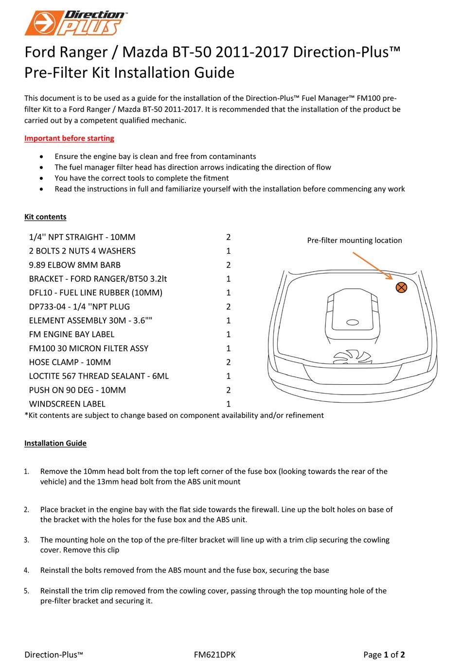 DIRECTION PLUS FUEL MANAGER FM100 INSTALLATION MANUAL Pdf Download ManualsLib