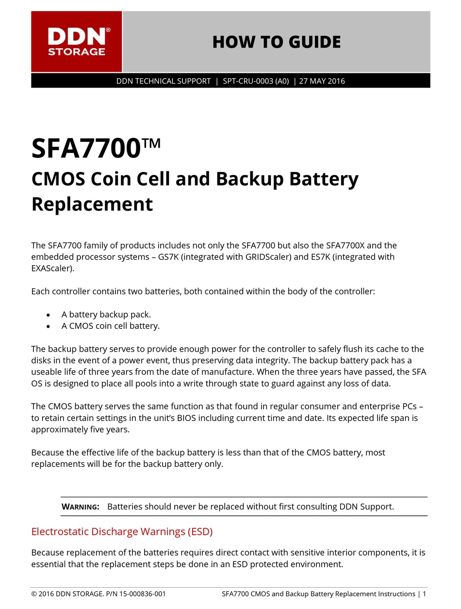 DDN STORAGE SFA7700 SERIES HOW TO MANUAL Pdf Download ManualsLib