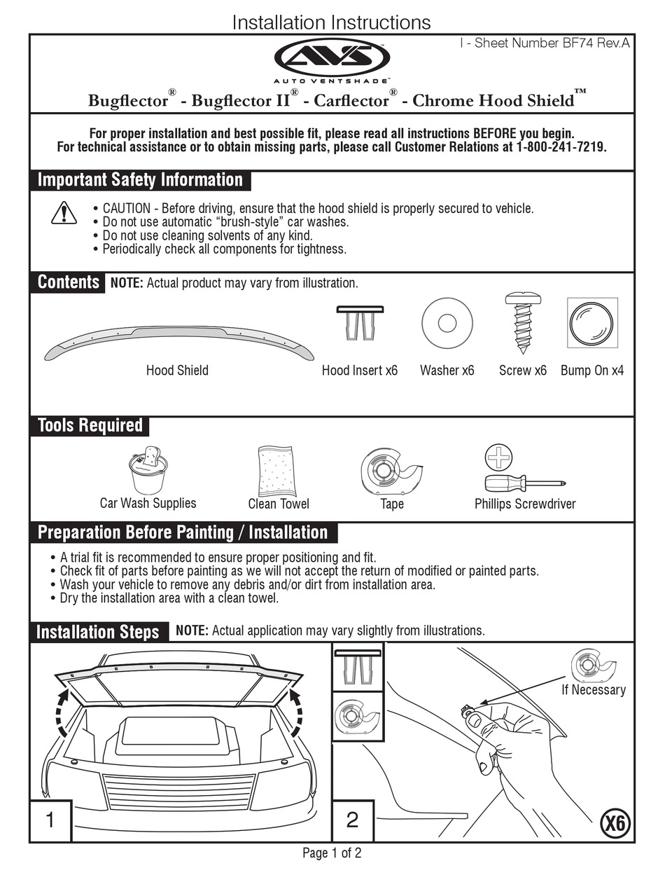 AVS BUGFLECTOR INSTALLATION INSTRUCTIONS MANUAL Pdf Download ManualsLib