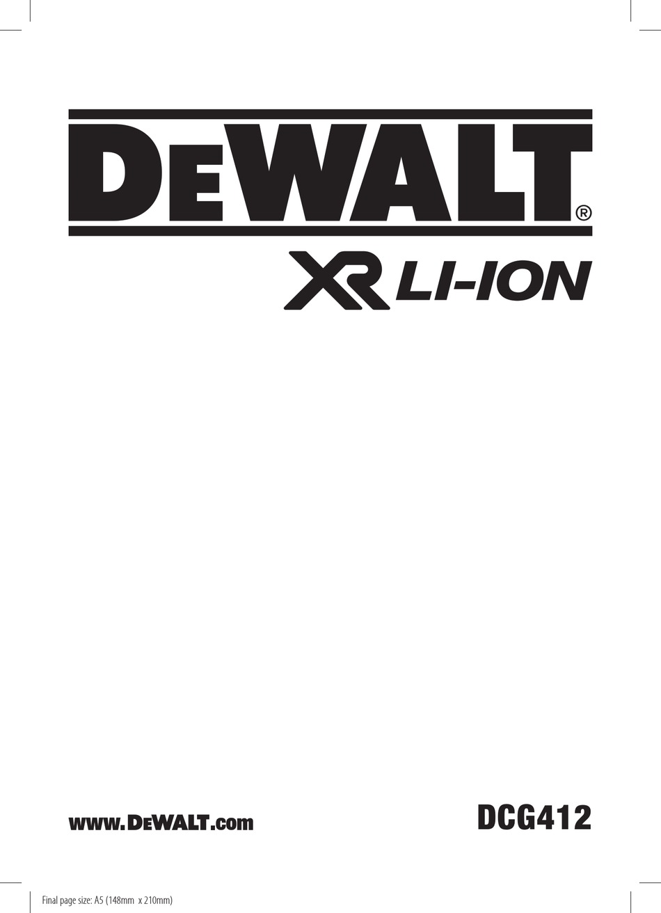 Dewalt dcg412 store manual