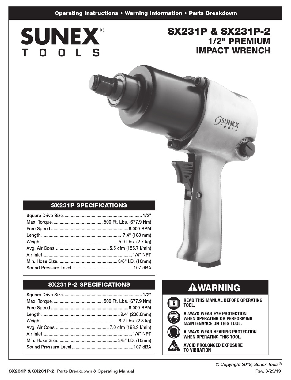 Sunex SX231P 1/2" Drive Air Impact Wrench