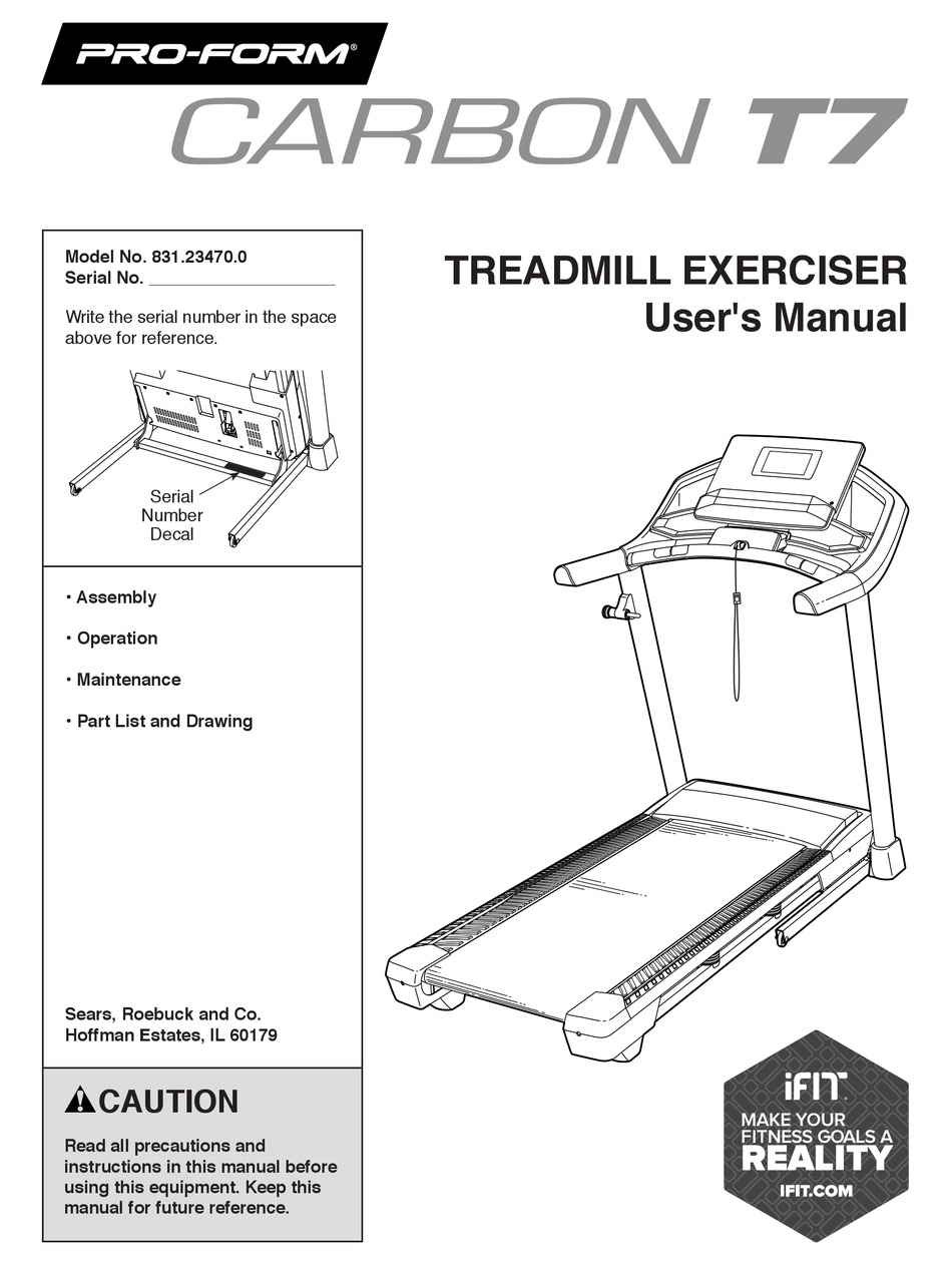 User Manual Proform Treadmill Service Manual 311589, Nordictrack