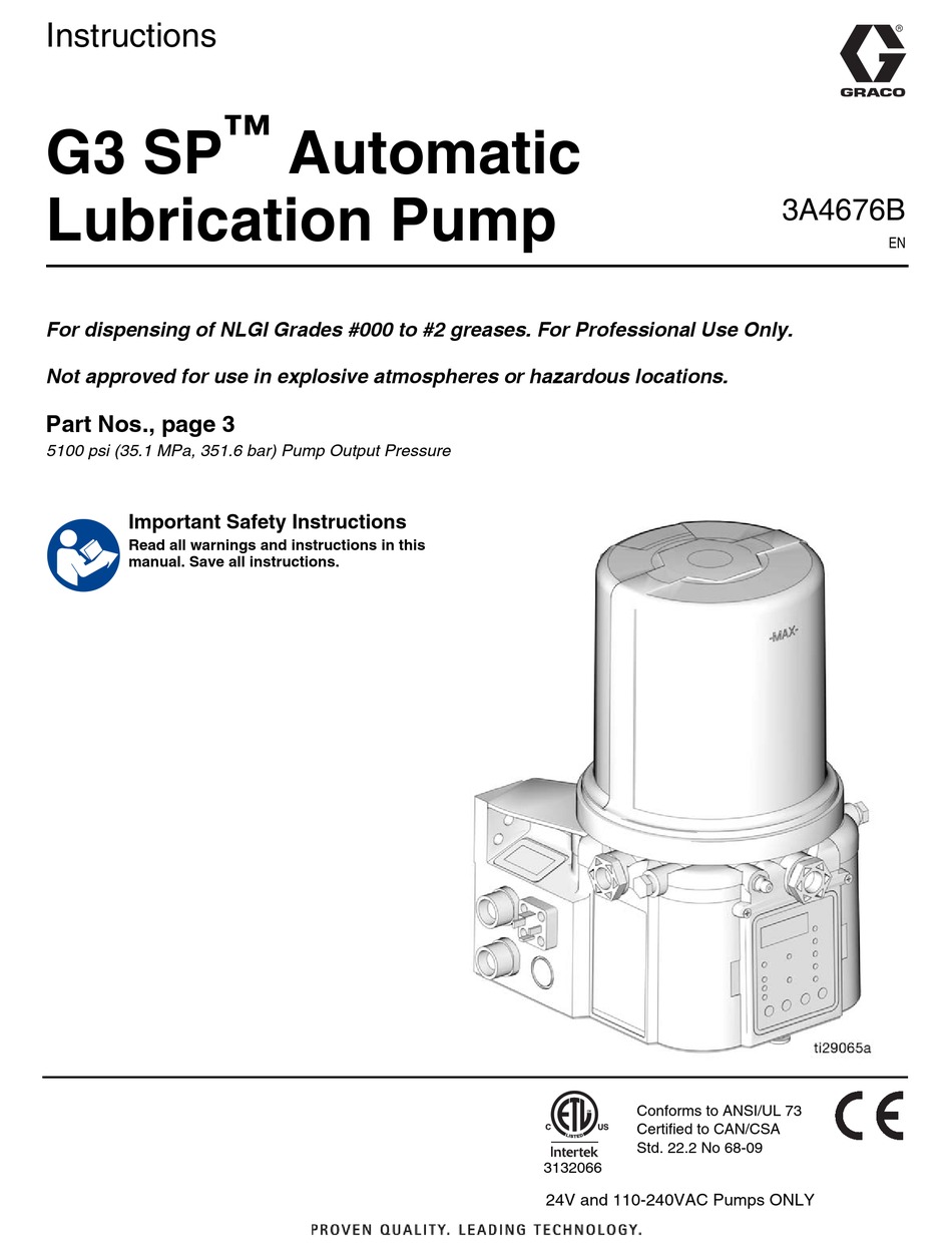 GRACO G3 SP SERIES INSTRUCTIONS MANUAL Pdf Download ManualsLib