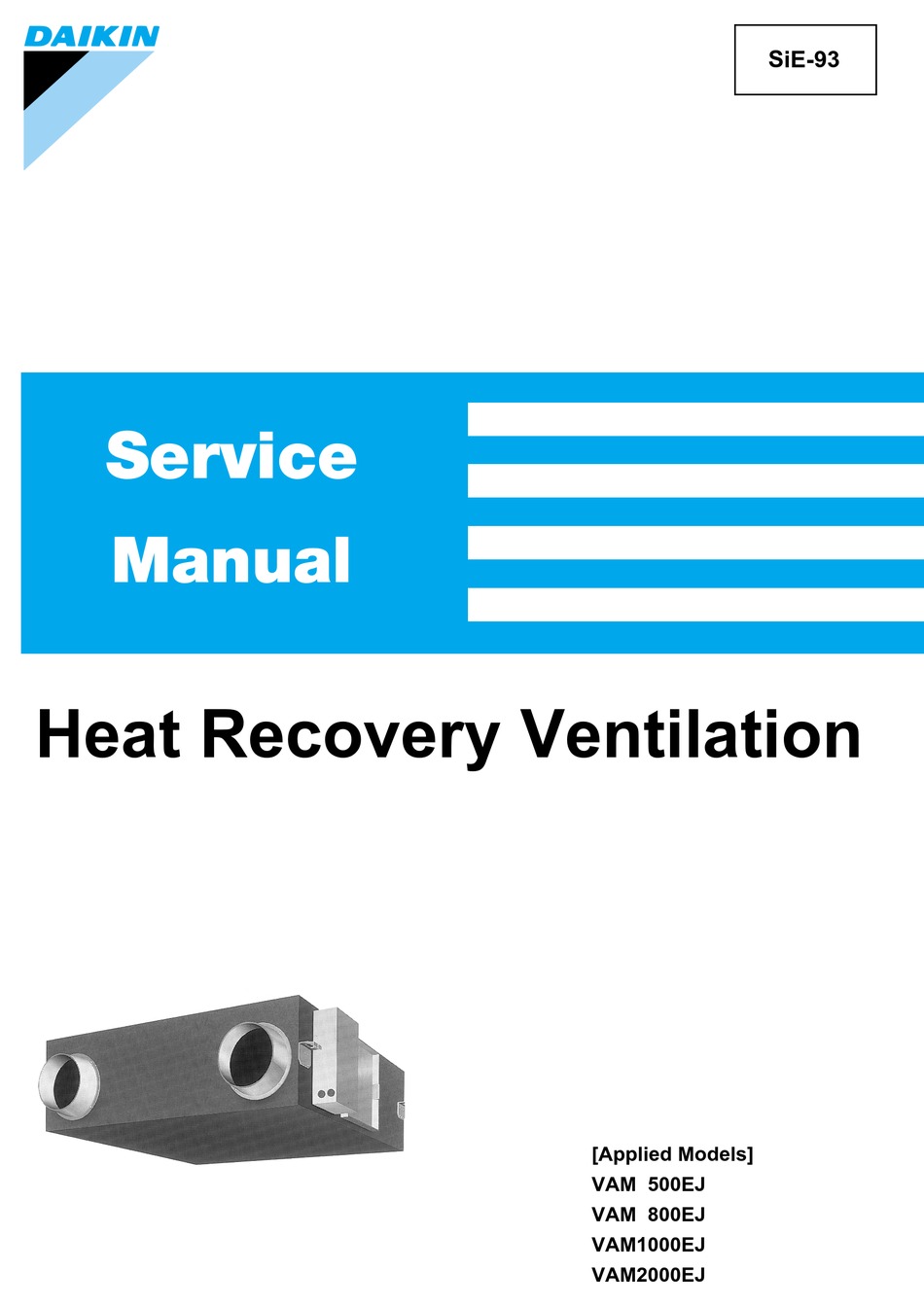 Daikin Vam 500ej Service Manual Pdf Download Manualslib