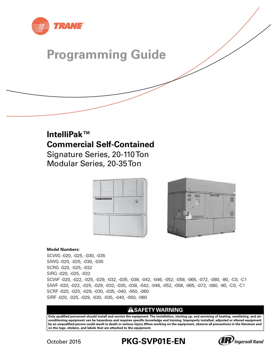 TRANE INTELLIPAK SIGNATURE SERIES PROGRAMMING MANUAL Pdf Download