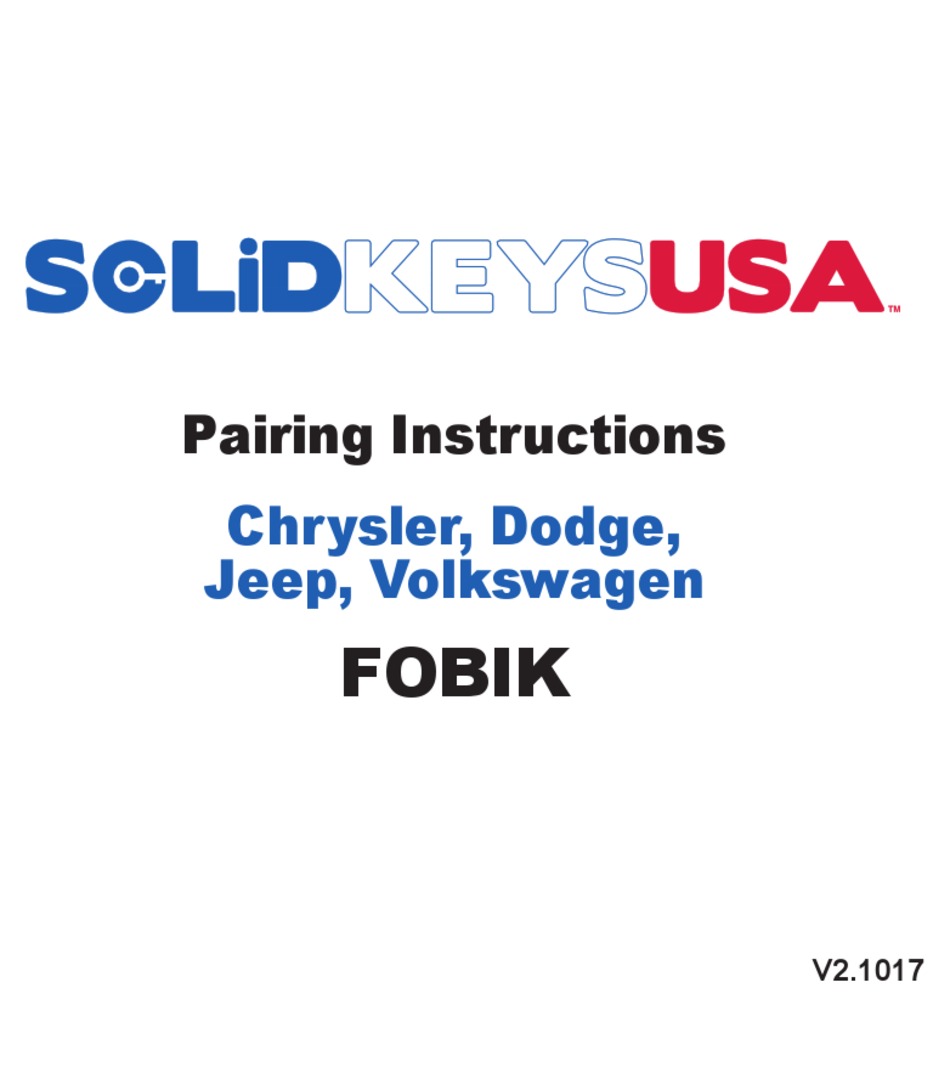 IKEYLESS SOLIDKEYSUSA FOBIK 300-0388 PAIRING INSTRUCTIONS Pdf Download