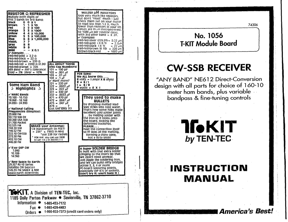 Inc RX-330A HF DSP Receiver Technical Manual TEN-TEC 