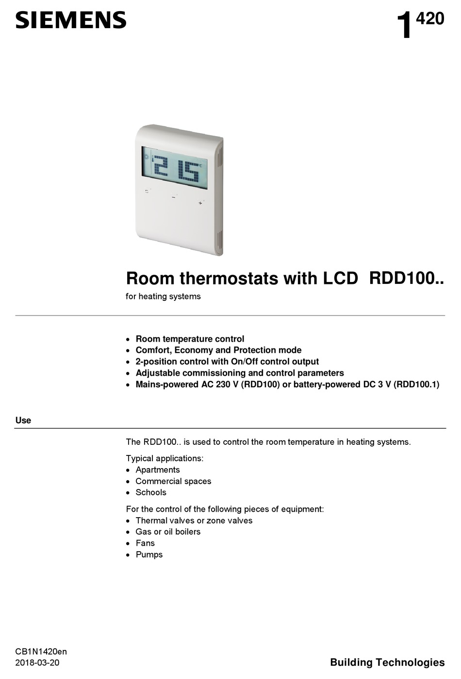 SIEMENS RDD100 SERIES MANUAL Pdf Download | ManualsLib