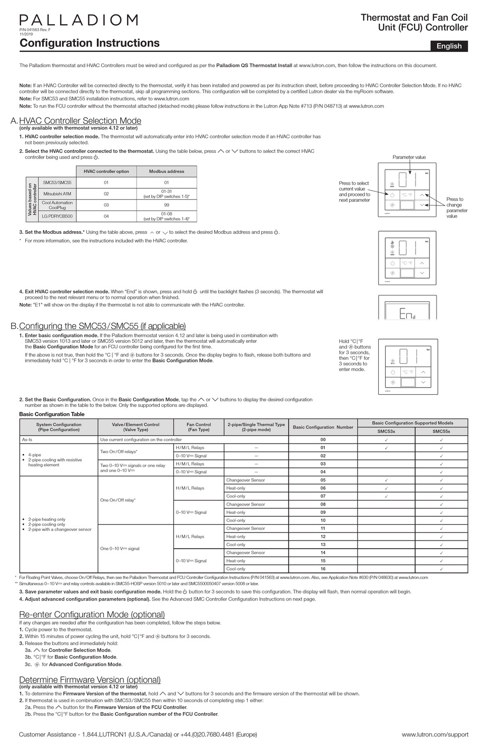 PALLADIOM QS ROOM THERMOSTAT CONFIGURATION INSTRUCTIONS Pdf Download ...