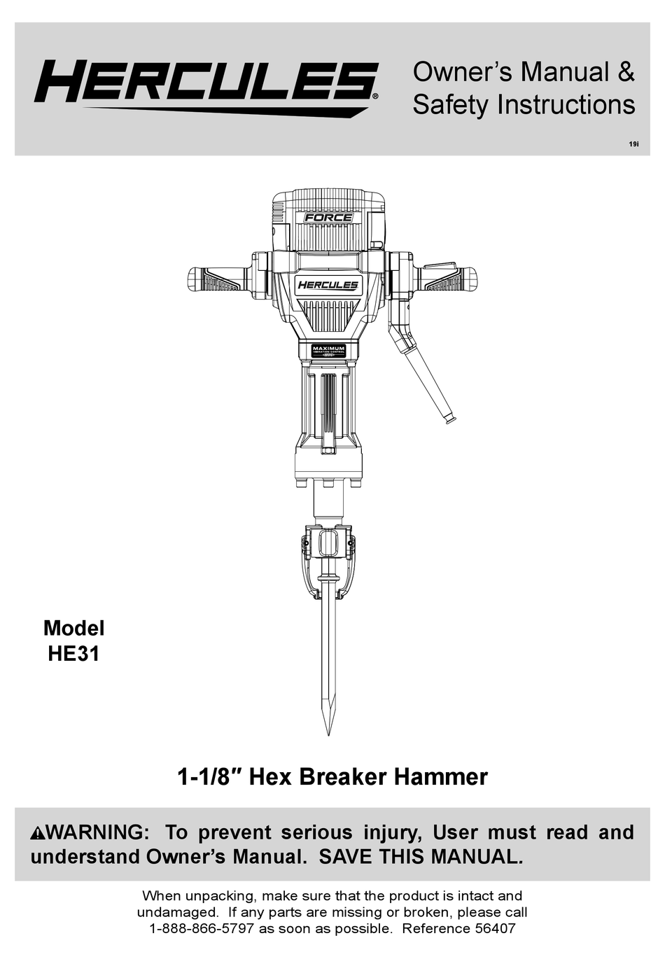 HERCULES HE31 OWNER'S MANUAL & SAFETY INSTRUCTIONS Pdf Download | ManualsLib