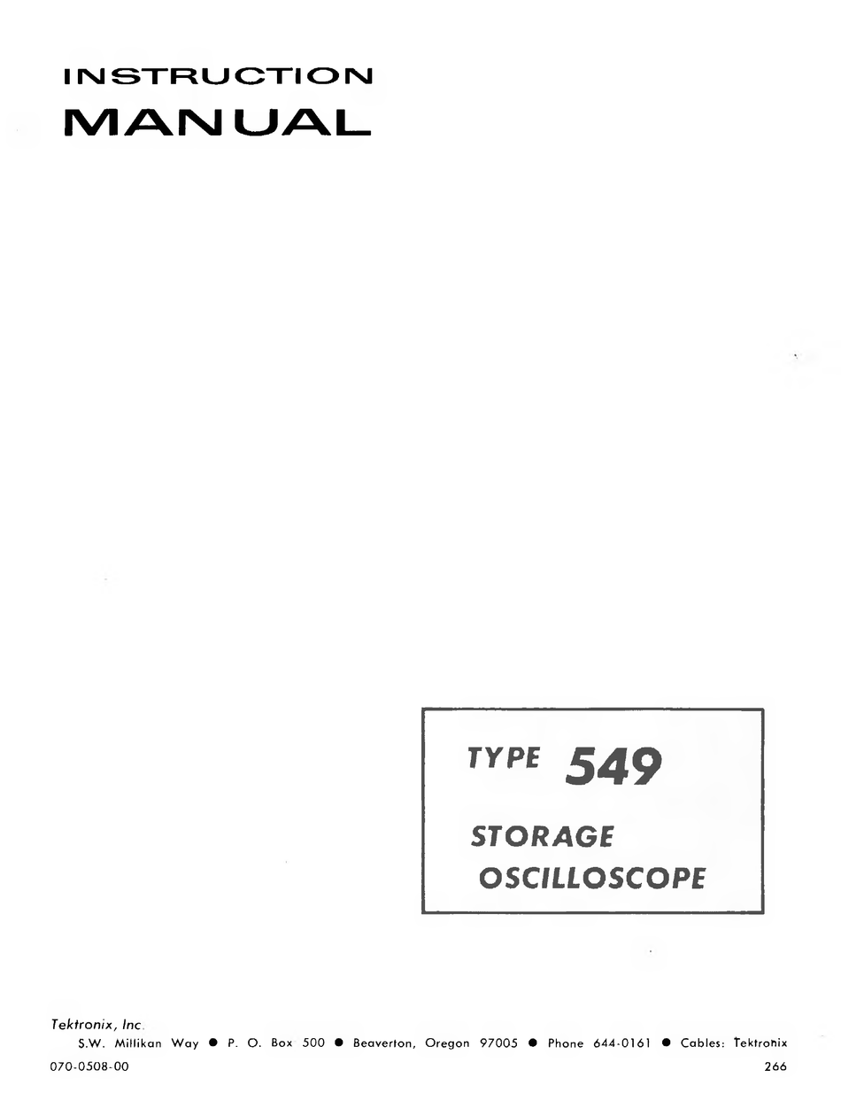 Original Tektronix Instruction Manual for the 546 Oscilloscope 