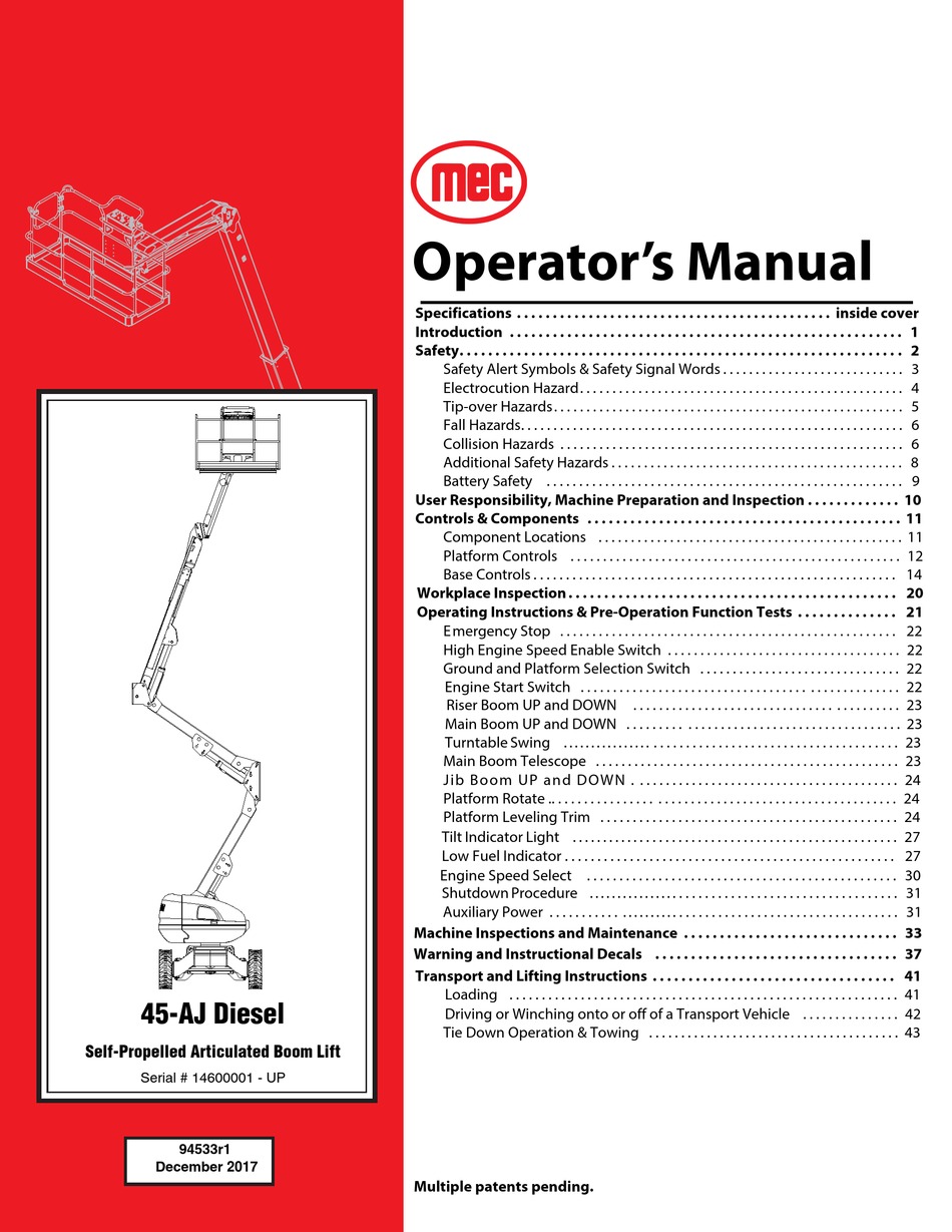 MEC 45AJ DIESEL OPERATOR