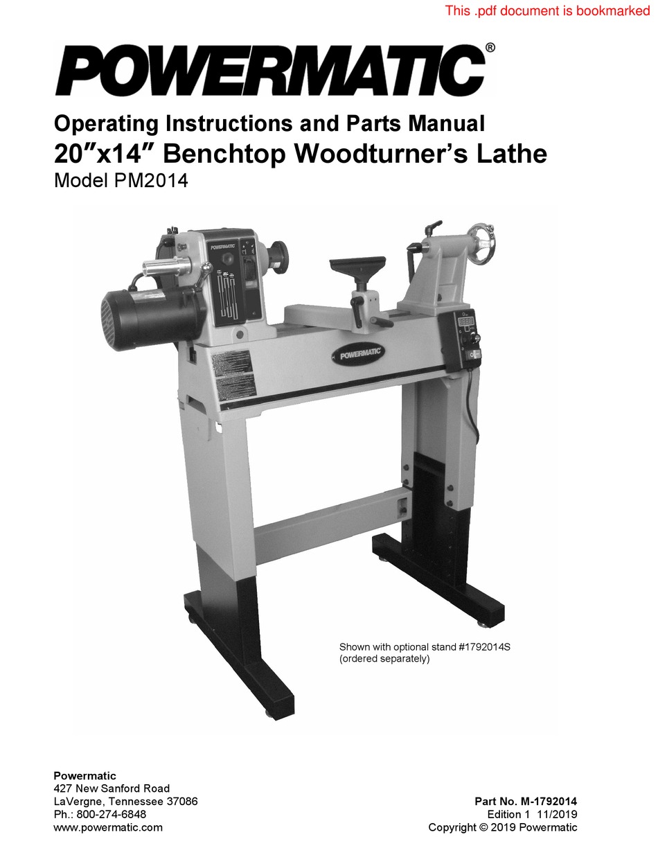 Powermatic 10” & 11” Lathe Maintenance & Parts Manual 