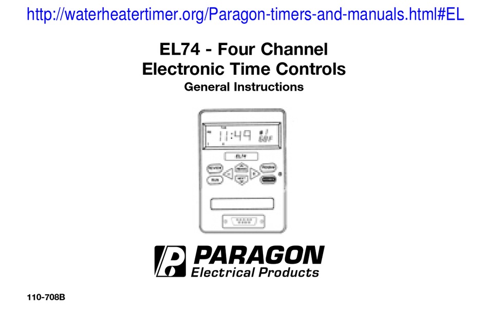 PARAGON EL74 GENERAL INSTRUCTIONS MANUAL Pdf Download ManualsLib