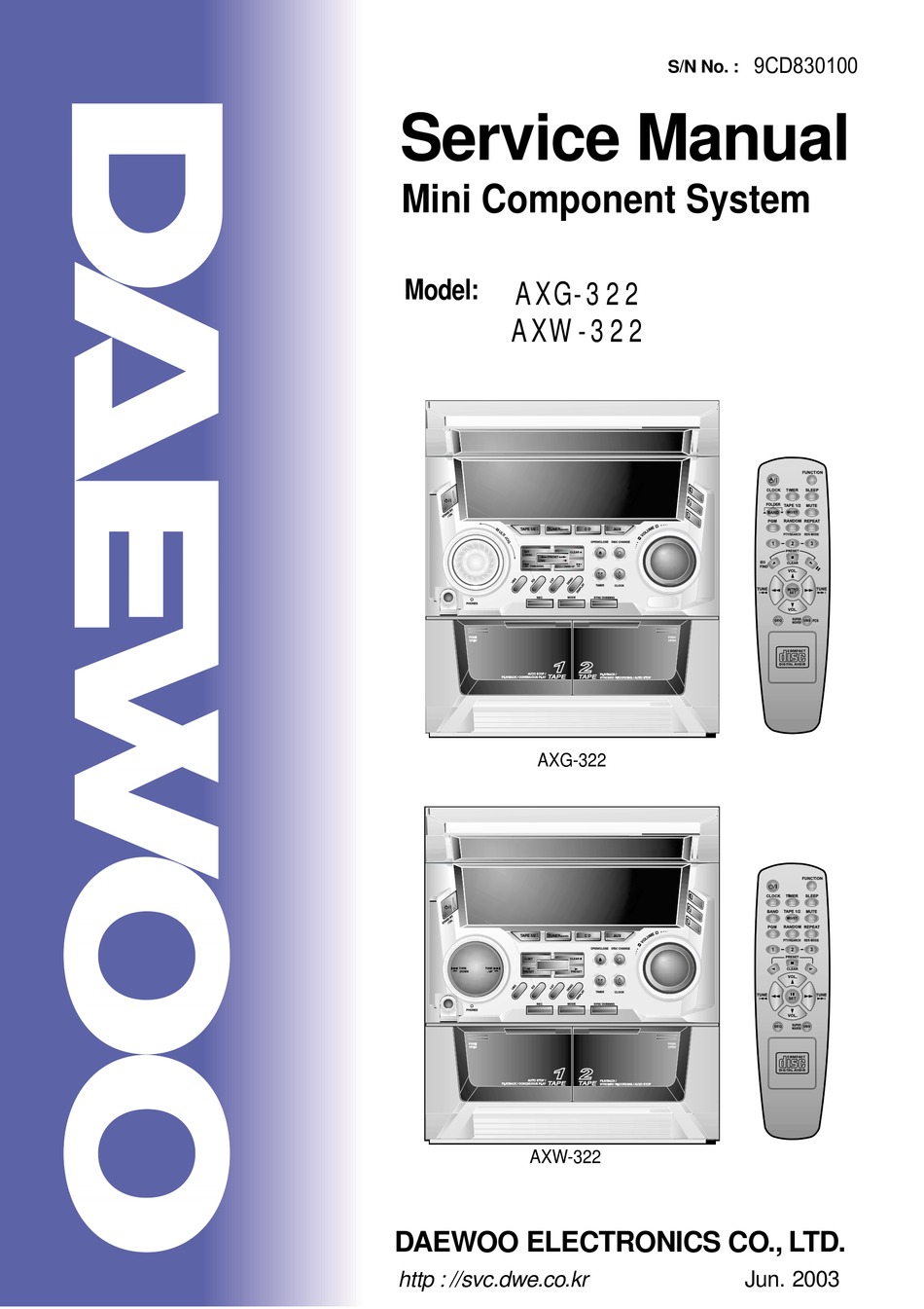 DAEWOO AXG-322 SERVICE MANUAL Pdf Download | ManualsLib