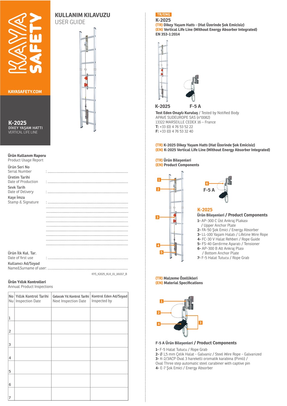 KAYA SAFETY K2025 USER MANUAL Pdf Download ManualsLib