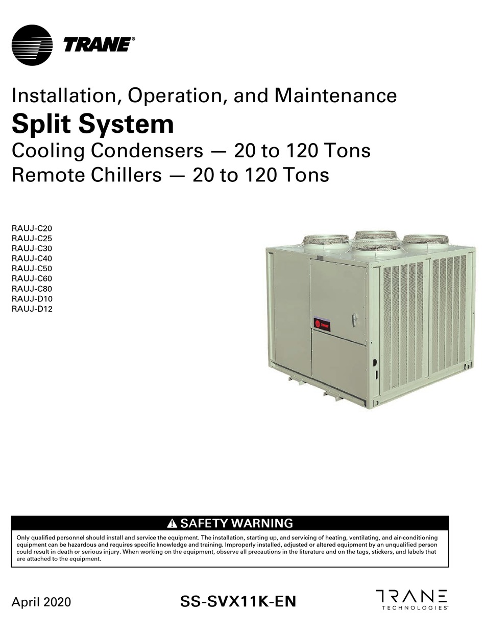 Trane Rauj C20 Installation Operation And Maintenance Manual Pdf Download Manualslib