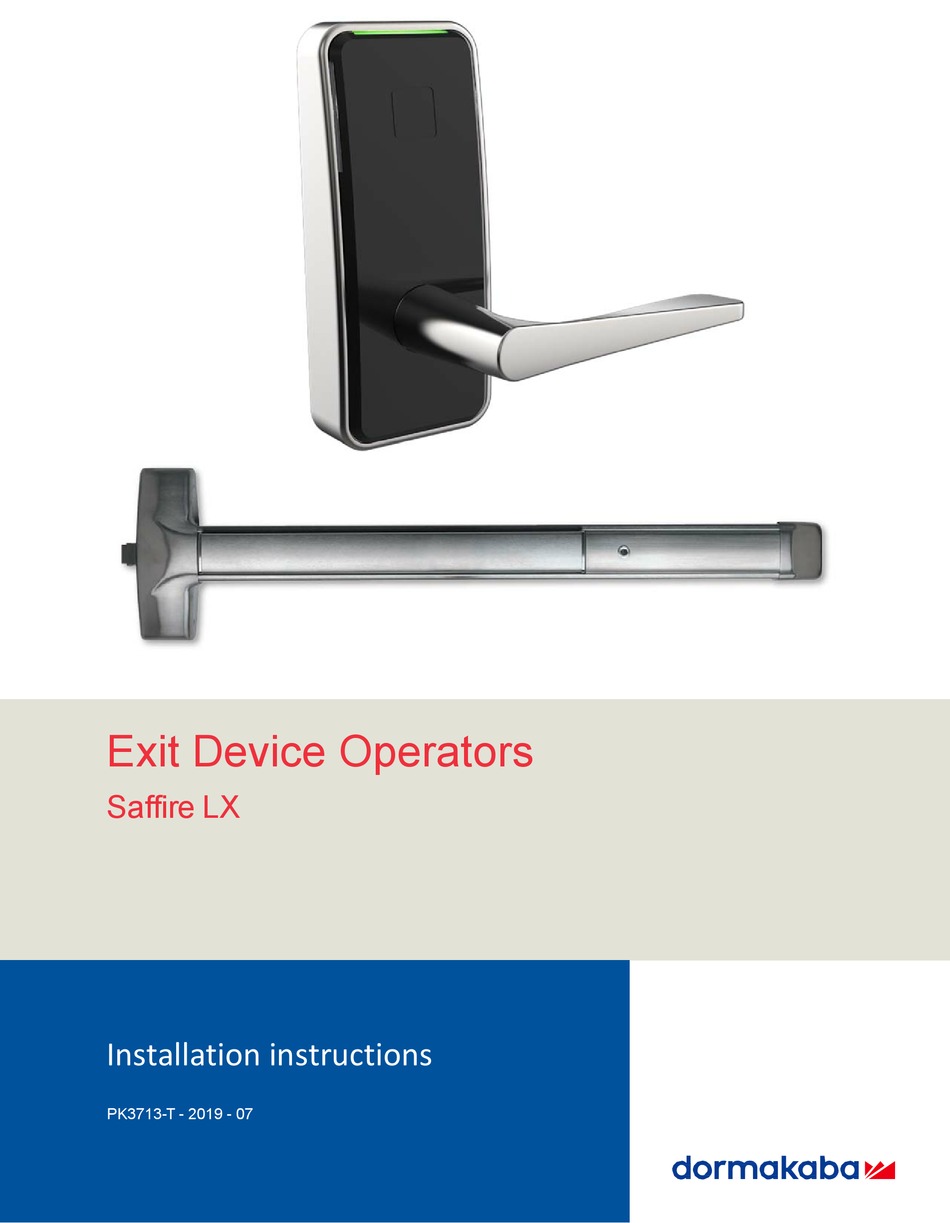DORMAKABA SAFFIRE LX INSTALLATION INSTRUCTIONS MANUAL Pdf Download