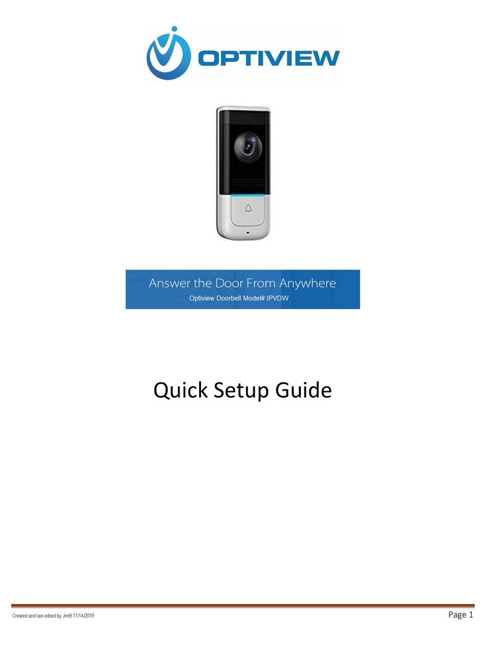 OPTIVIEW IPVDW QUICK SETUP MANUAL Pdf Download ManualsLib