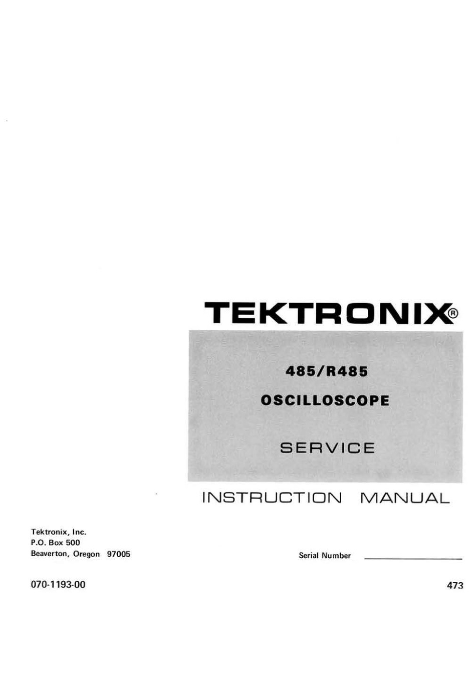 190 Pages & Protective Covers Tektronix 2245A Instruction Manual 