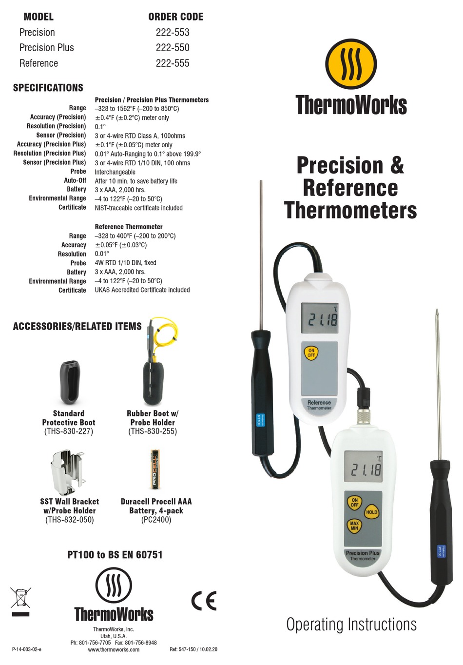 THERMOWORKS PRECISION OPERATING INSTRUCTIONS Pdf Download ManualsLib
