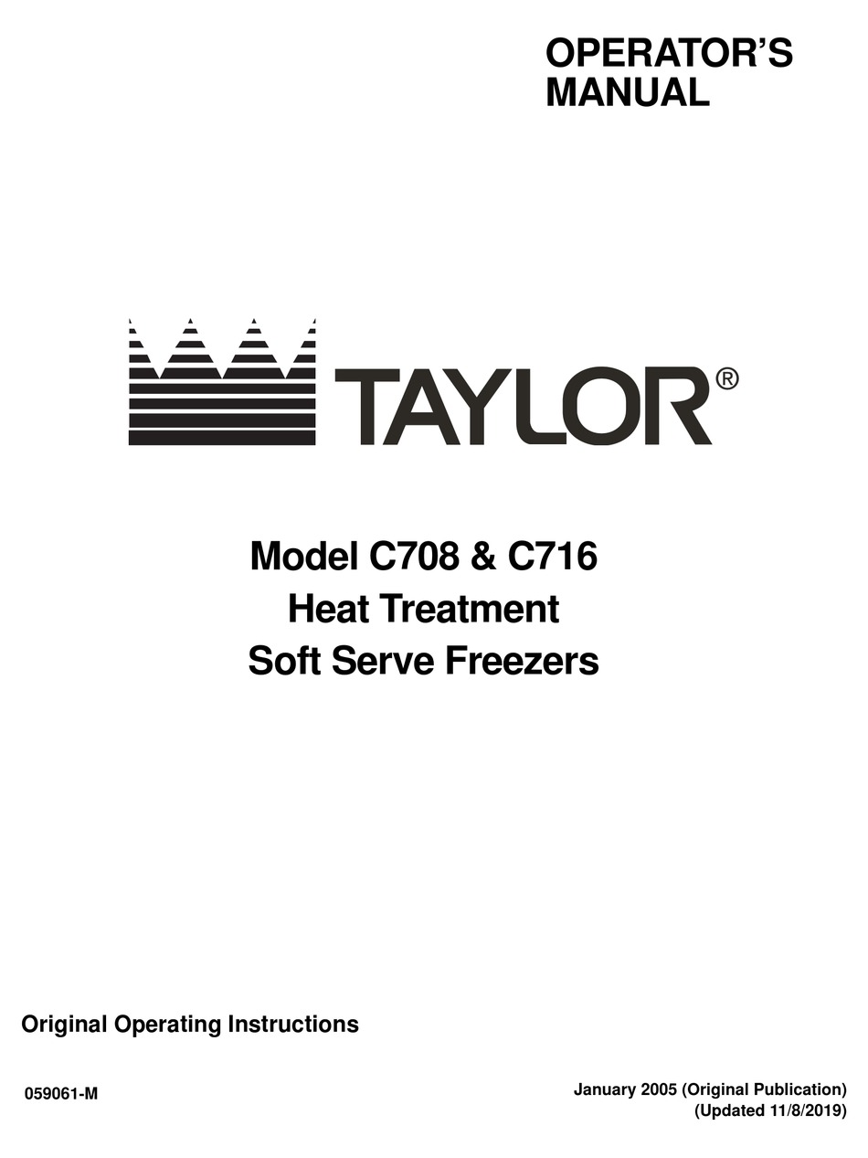 Taylor C708 Operator S Manual Pdf Download Manualslib
