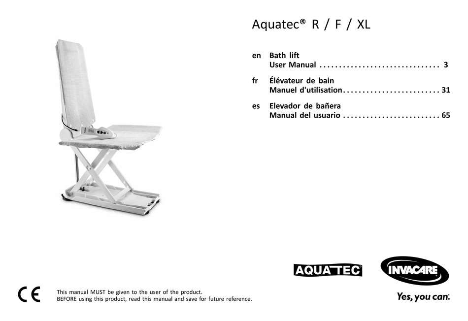 INVACARE AQUATEC R USER MANUAL Pdf Download ManualsLib
