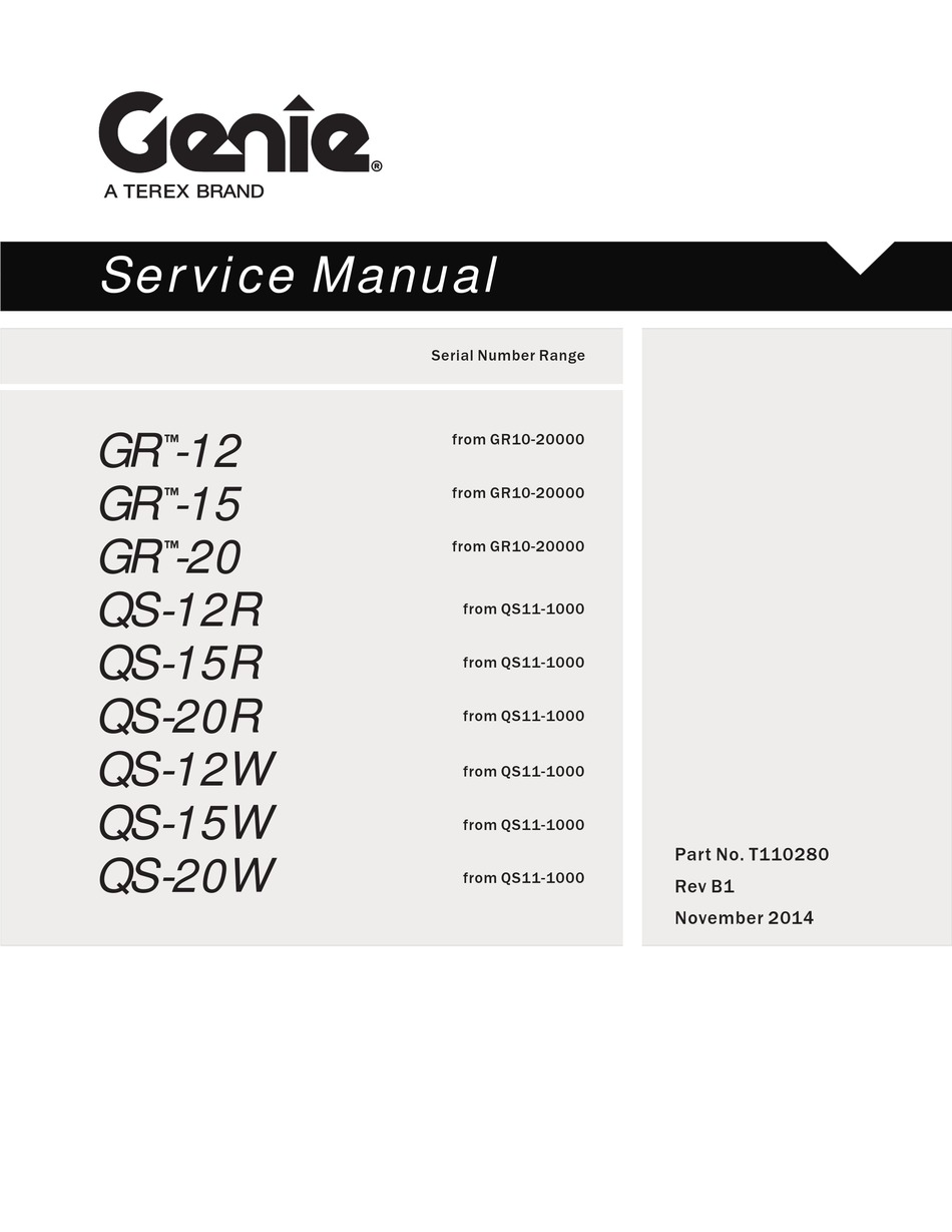 TEREX GENIE GR-12 SERVICE MANUAL Pdf Download | ManualsLib