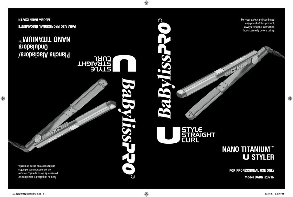 babyliss pro nano titanium flat iron instructions