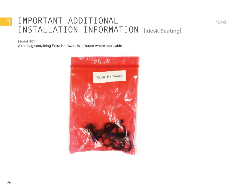 IDESK 401 ADDITIONAL INSTALLATION INSTRUCTIONS Pdf Download ManualsLib