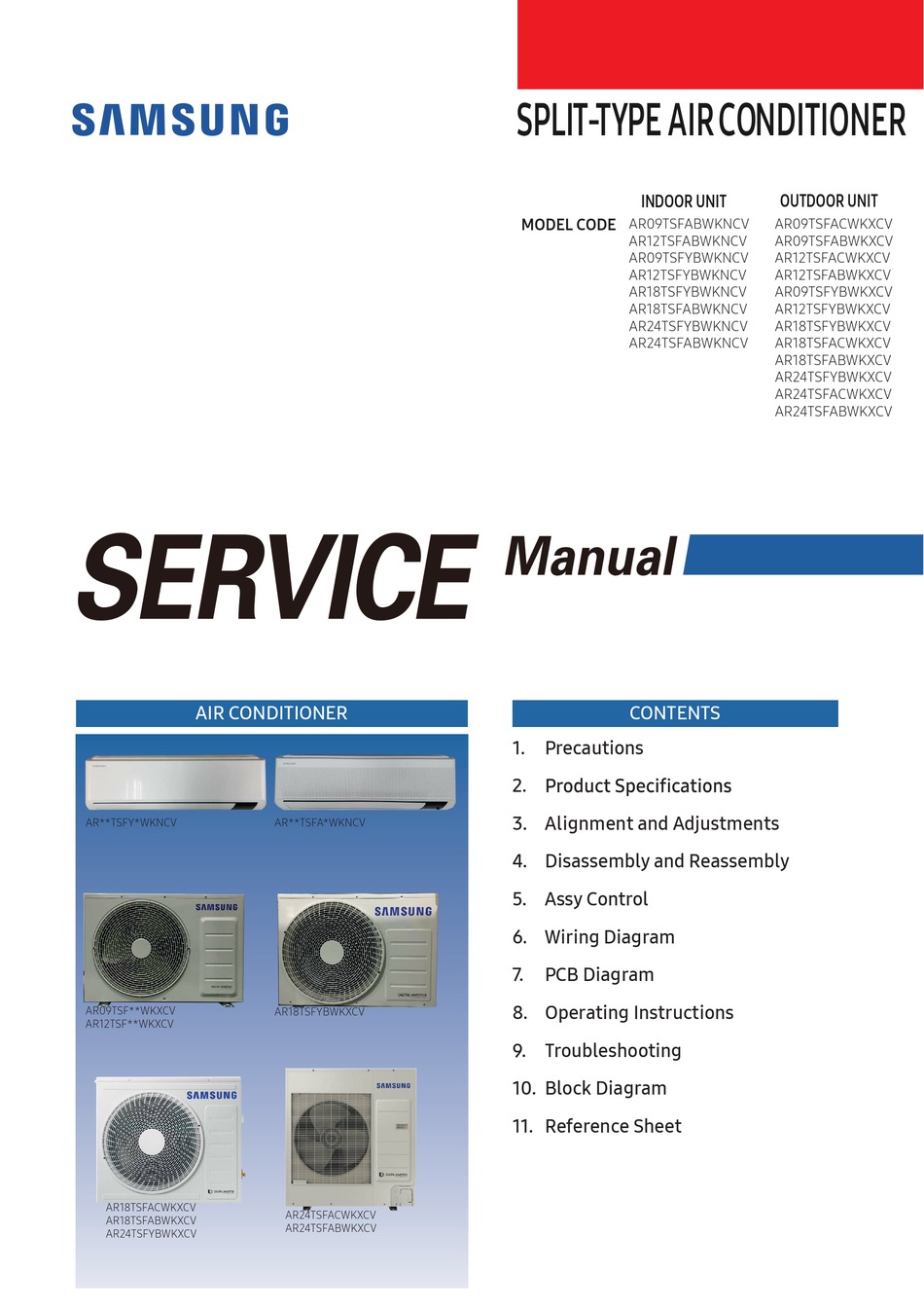 SAMSUNG AR TSFY WKNCV SERIES SERVICE MANUAL Pdf Download | ManualsLib