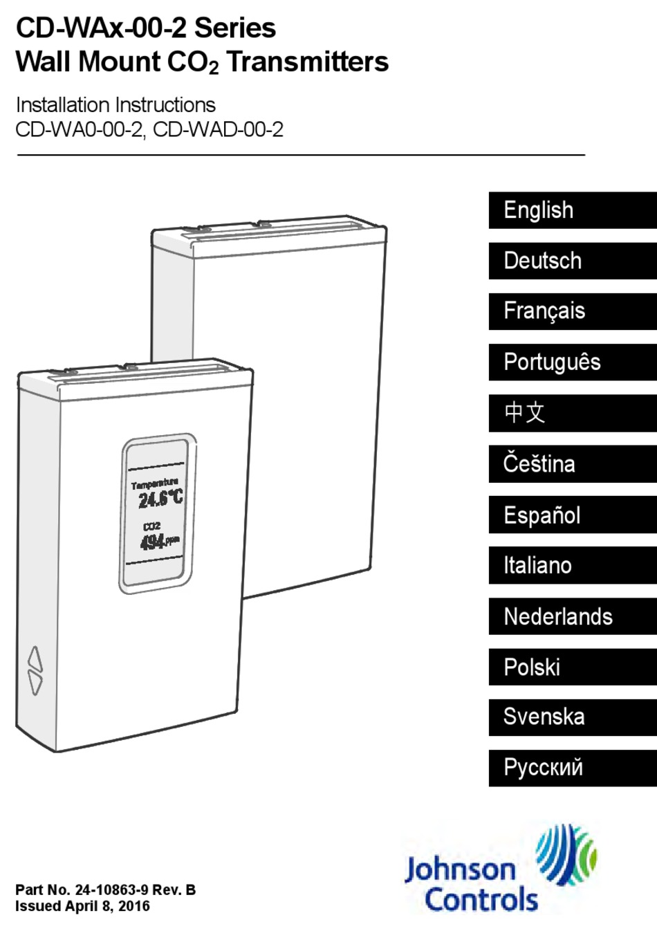 JOHNSON CONTROLS CDWA 002 SERIES INSTALLATION INSTRUCTIONS MANUAL Pdf