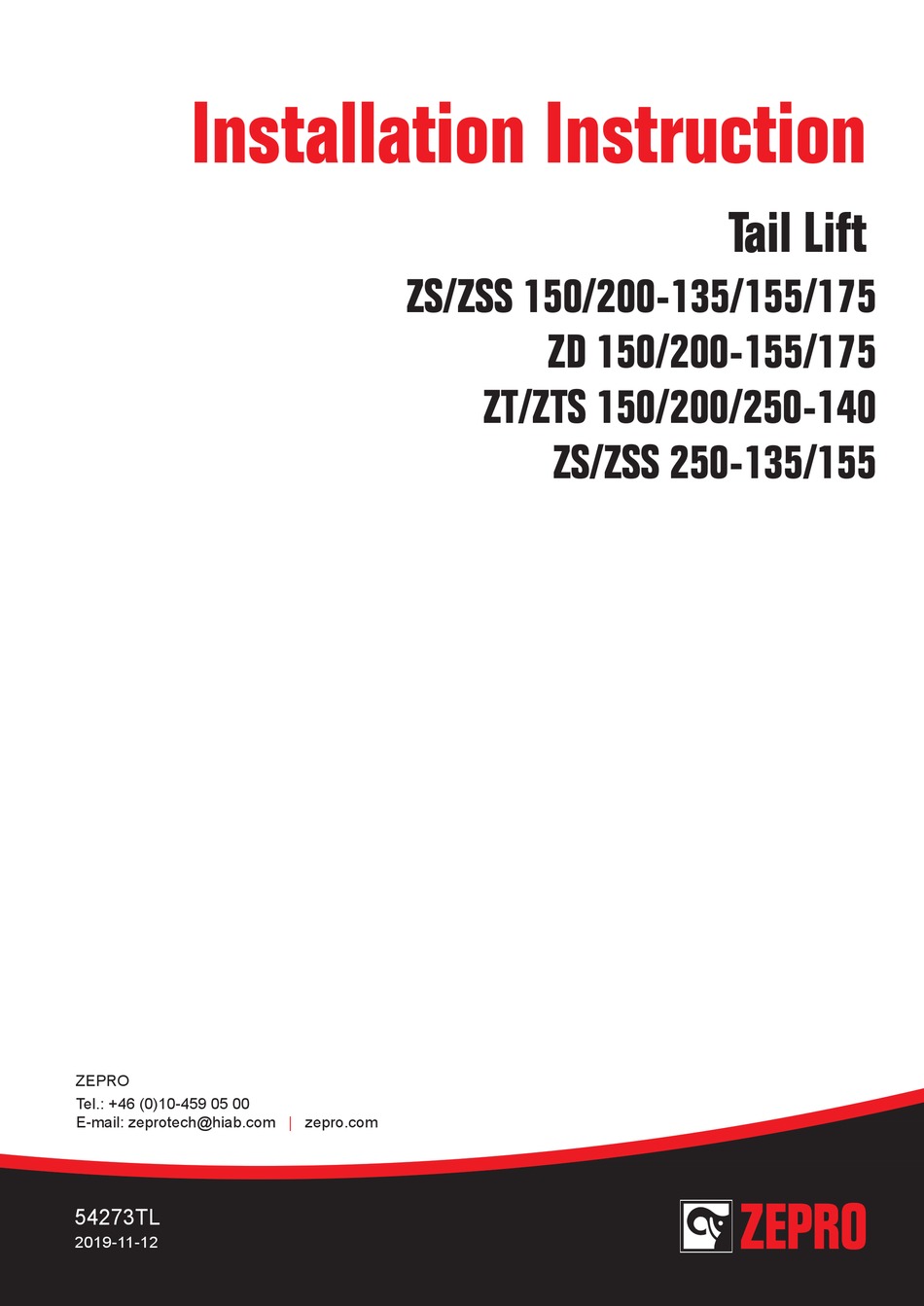 ZEPRO ZS 150-135 INSTALLATION INSTRUCTION Pdf Download | ManualsLib