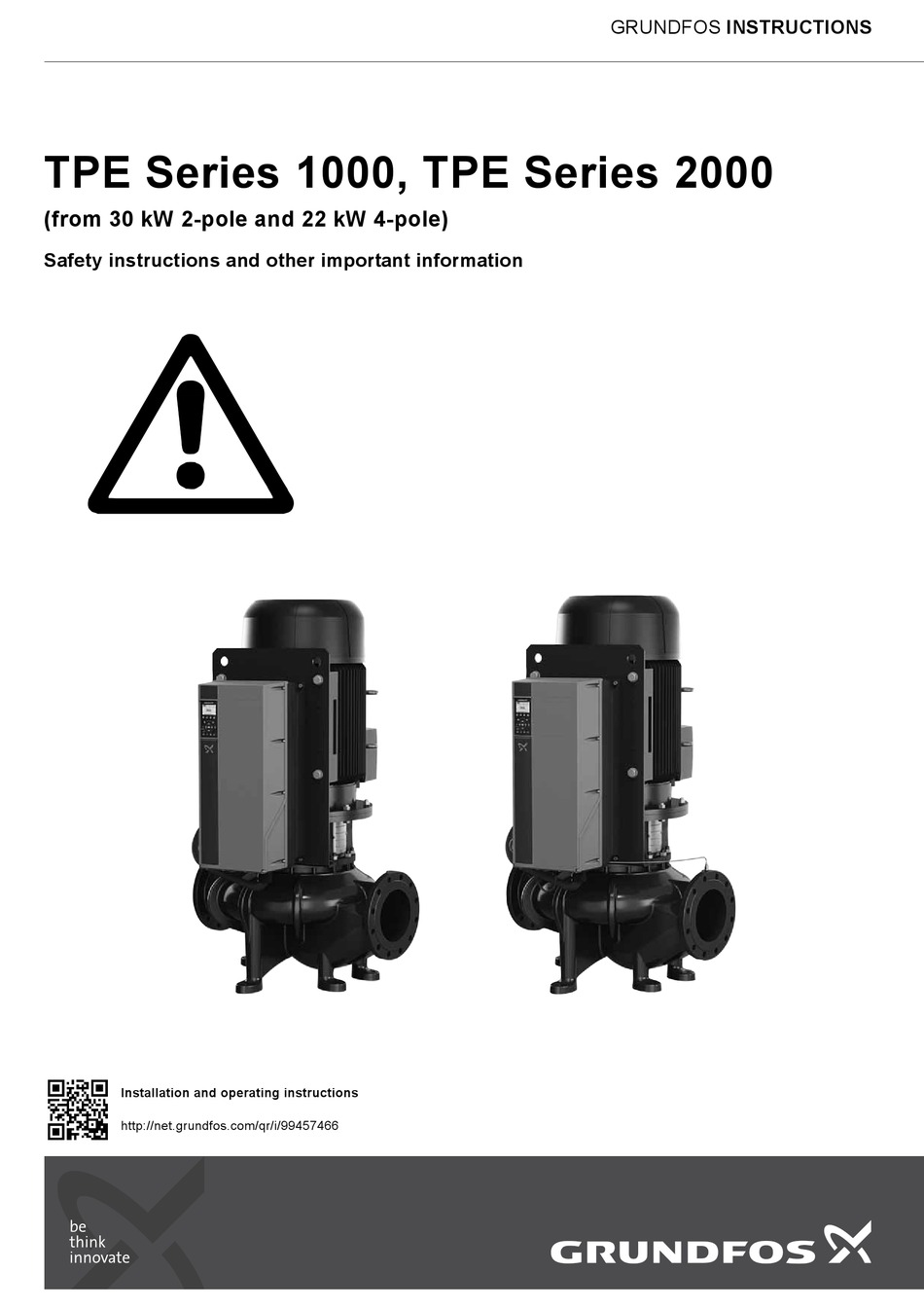 GRUNDFOS TPE 1000 SERIES INSTRUCTIONS MANUAL Pdf Download ManualsLib