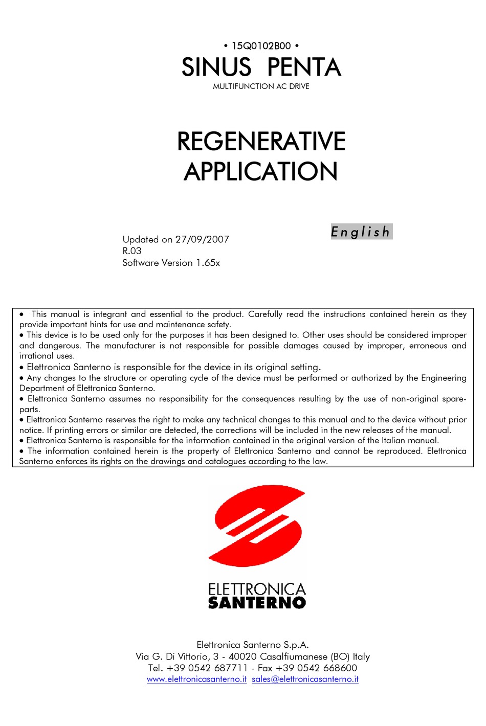 elettronica-santerno-sinus-penta-series-applications-manual-pdf
