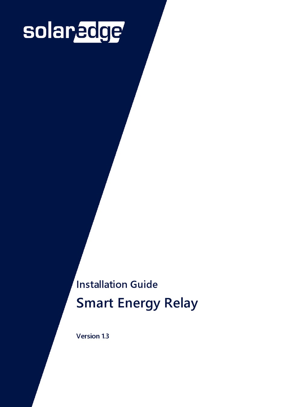 SOLAREDGE SMART ENERGY RELAY INSTALLATION MANUAL Pdf Download ManualsLib