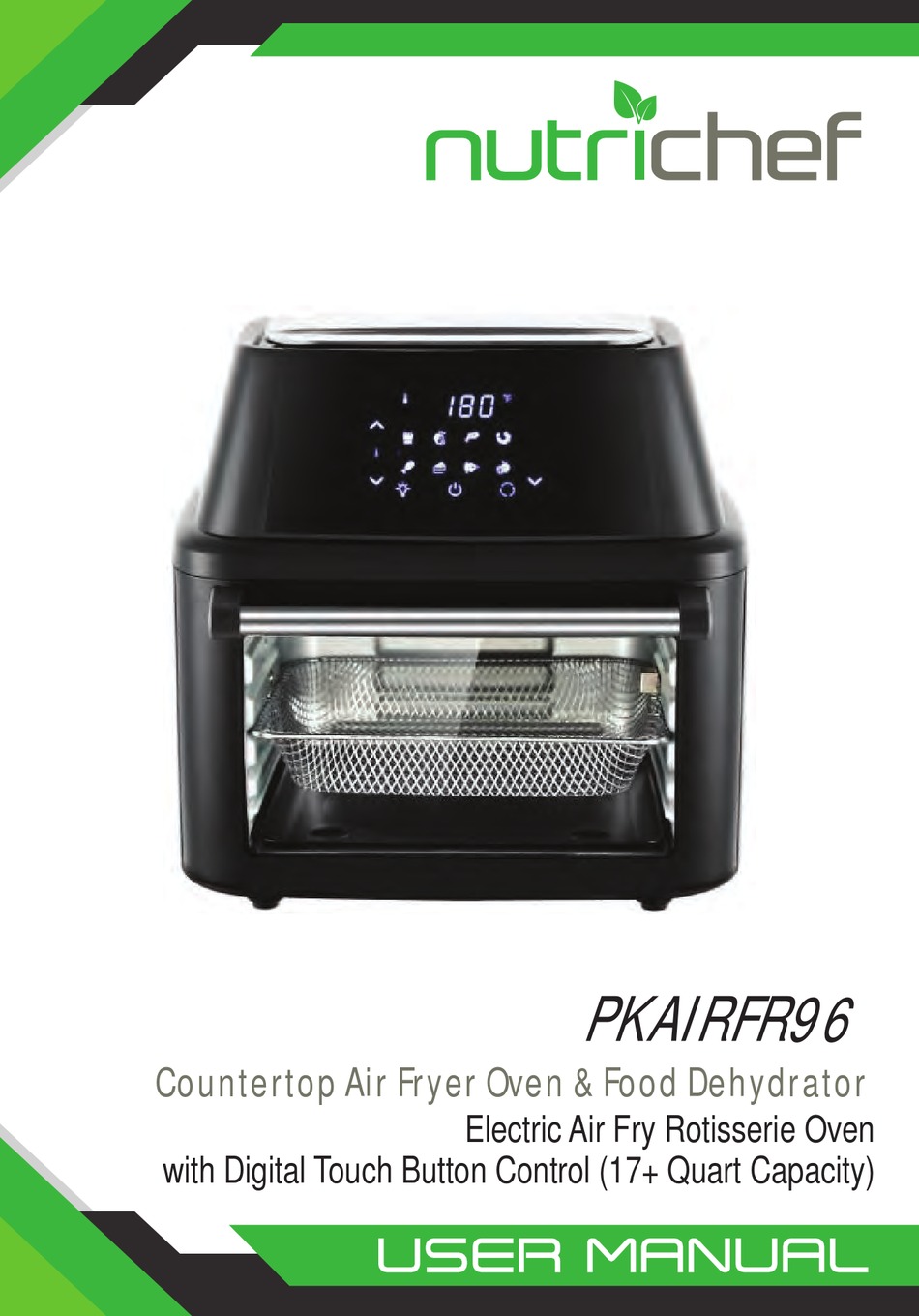 NutriChef PKAIRFR48.5 Kitchen Countertop Air Fryer Oven Cooker w